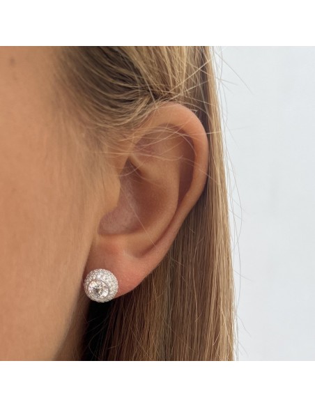 Orecchini Argento Rodiato Punto Luce Pavè Zirconi Bianchi [d78e44e9]