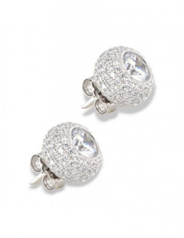 Orecchini Argento Rodiato Punto Luce Pavè Zirconi Bianchi [609385ed]