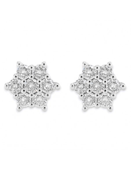 Orecchini Argento Rodiato Punto Luce Fiore Con Zirconi Bianchi [47424c22]