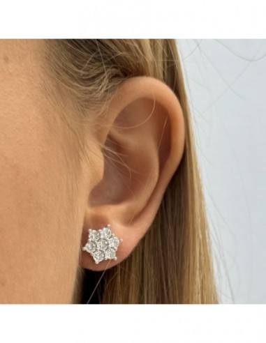 Orecchini Argento Rodiato Punto Luce Fiore Con Zirconi Bianchi [3144f40d]