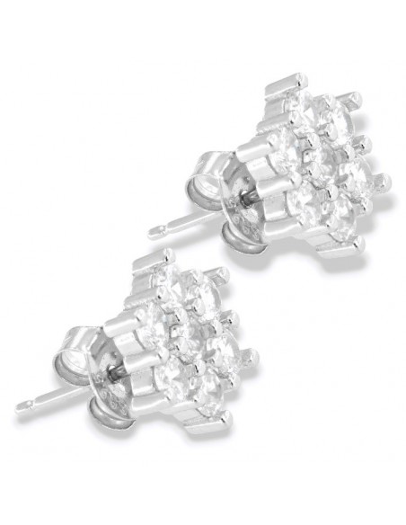 Orecchini Argento Rodiato Punto Luce Fiore Con Zirconi Bianchi [86593509]