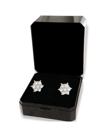 Orecchini Argento Rodiato Punto Luce Fiore Con Zirconi Bianchi [3414b313]