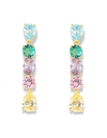 Orecchini Argento Dorato Pendente Punto Luce Zirconi Colorati [92addca9]