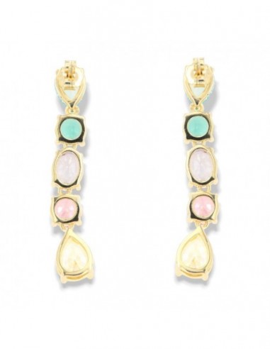 Orecchini Argento Dorato Pendente Punto Luce Zirconi Colorati [04f695a7]