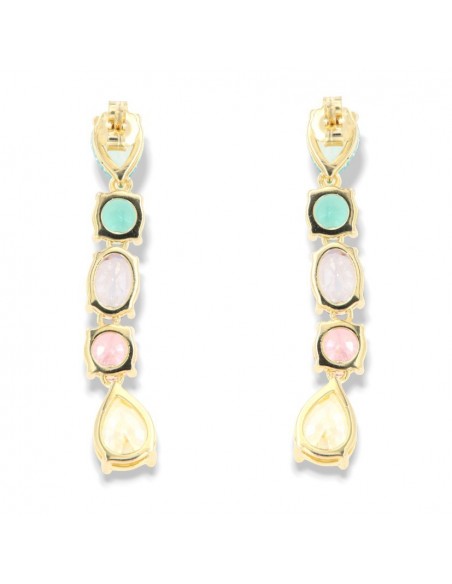 Orecchini Argento Dorato Pendente Punto Luce Zirconi Colorati [04f695a7]