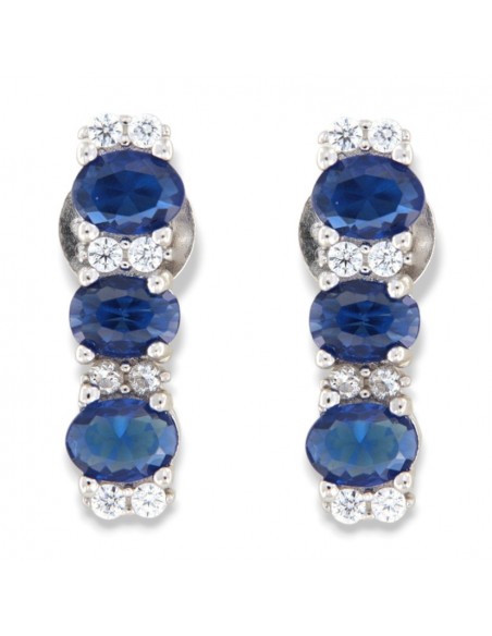 Orecchini Argento Rodiato Punto Luce Zirconi Bianchi Blu [3e6ba233]