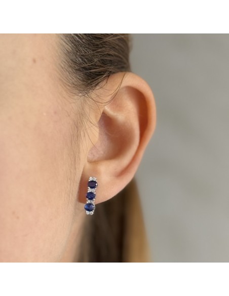 Orecchini Argento Rodiato Punto Luce Zirconi Bianchi Blu [8d98e21f]