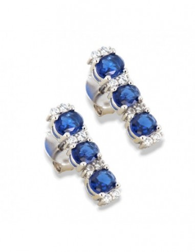 Orecchini Argento Rodiato Punto Luce Zirconi Bianchi Blu [3a85231b]
