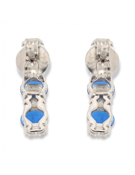 Orecchini Argento Rodiato Punto Luce Zirconi Bianchi Blu [3fd56405]
