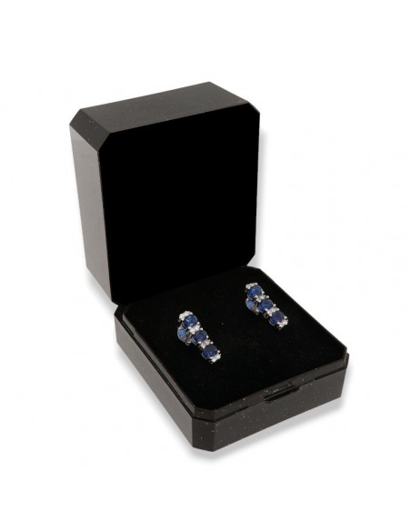 Orecchini Argento Rodiato Punto Luce Zirconi Bianchi Blu [88c8a501]