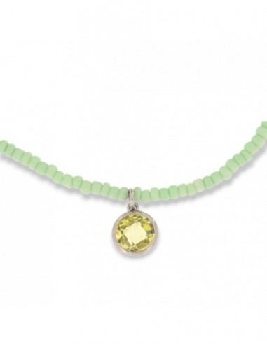 Collana Argento Perline Verdi Punto Luce Verde [9320fc00]