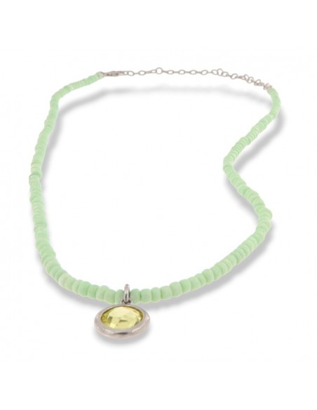 Collana Argento Perline Verdi Punto Luce Verde [d17c8e56]