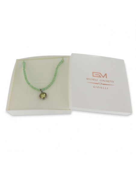 Collana Argento Perline Verdi Punto Luce Verde [6331084c]