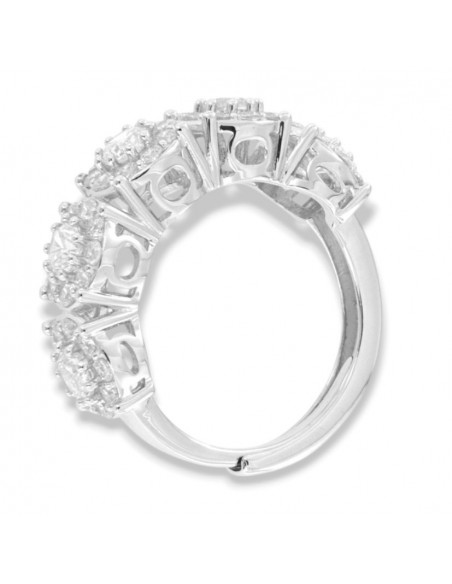 Anello Argento Rodiato Riviera Zirconi Bianchi Gambo Regolabile [f02adbee]