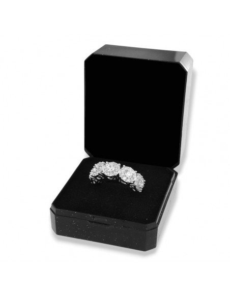 Anello Argento Rodiato Riviera Zirconi Bianchi Gambo Regolabile [290c98e3]