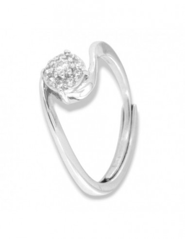 Anello Argento Rodiato Valentino Zirconi Bianchi Centrale 3MM [96c69ba7]