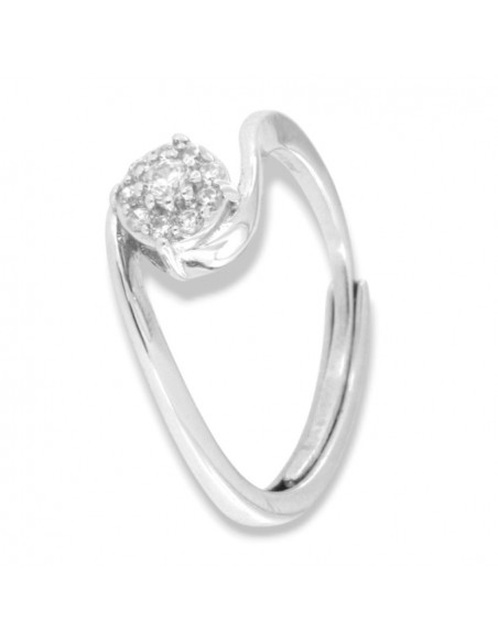 Anello Argento Rodiato Valentino Zirconi Bianchi Centrale 3MM [96c69ba7]