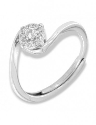 Anello Argento Rodiato Valentino Zirconi Bianchi Centrale 3MM [877a8997]