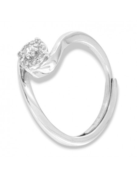 Anello Argento Rodiato Valentino Zirconi Bianchi Centrale 3MM [822ace89]