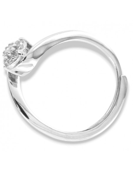 Anello Argento Rodiato Valentino Zirconi Bianchi Centrale 3MM [35370f8d]