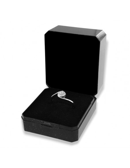Anello Argento Rodiato Valentino Zirconi Bianchi Centrale 3MM [5b0c8d84]