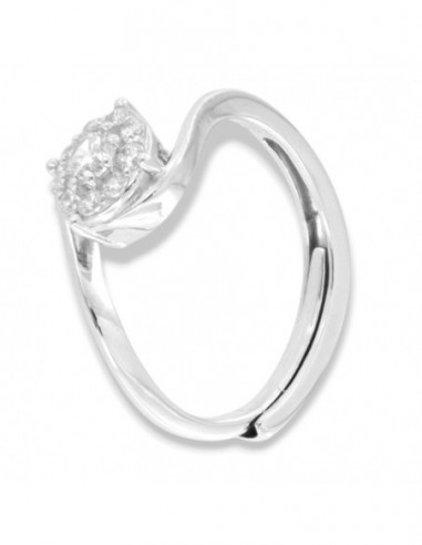 Anello Argento Rodiato Valentino Zirconi Bianchi Centrale 4MM [05861688]