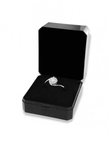 Anello Argento Rodiato Valentino Zirconi Bianchi Centrale 4MM [dca05585]