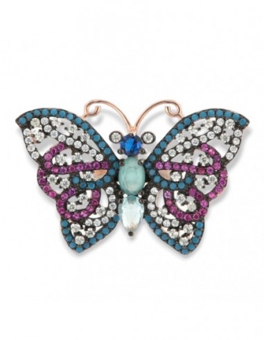 Anello Argento Rodiato Farfalla Zirconi Colorati [cd8b1ef5]