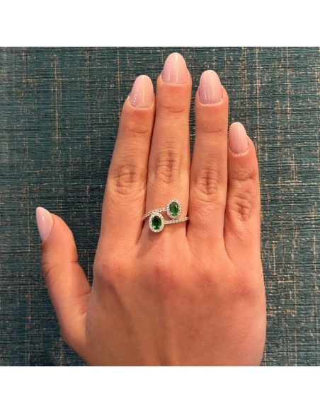 Anello Argento Rodiato Principessa Verde Contrariè 6x4MM [472ba888]