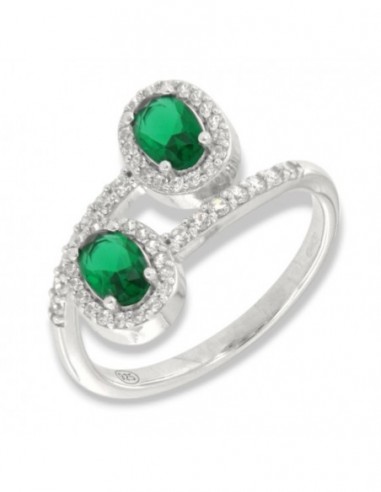 Anello Argento Rodiato Principessa Verde Contrariè 6x4MM [f036698c]