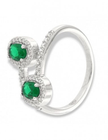 Anello Argento Rodiato Principessa Verde Contrariè 6x4MM [f5662e92]