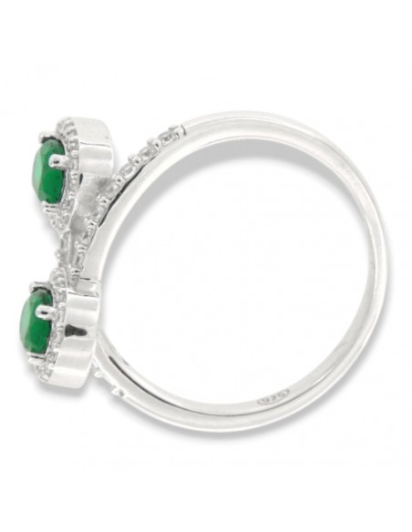 Anello Argento Rodiato Principessa Verde Contrariè 6x4MM [427bef96]