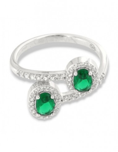 Anello Argento Rodiato Principessa Verde Contrariè 6x4MM [9b5dac9b]