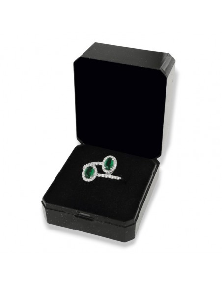Anello Argento Rodiato Principessa Verde Contrariè 6x4MM [2c406d9f]