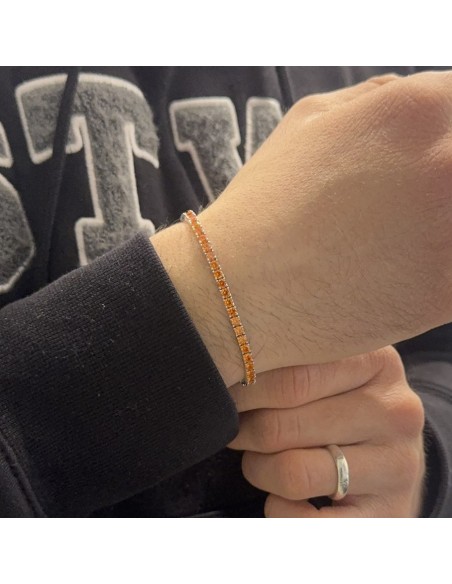BRACCIALE ARGENTO TENNIS ZIRCONI ARANCIO 3 MM 18CM [e4f0a118]