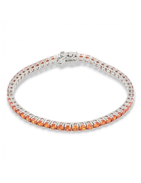 BRACCIALE ARGENTO TENNIS ZIRCONI ARANCIO 3 MM 18CM [56bd2702]