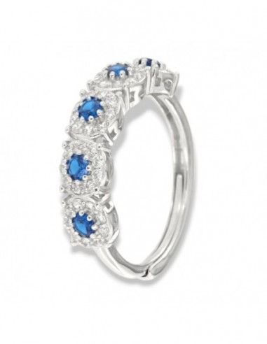 Anello Argento Rodiato Riviera Magic 5 Pietre Blu [ff9e984c]
