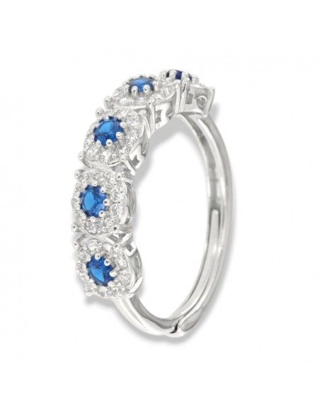 Anello Argento Rodiato Riviera Magic 5 Pietre Blu [ff9e984c]