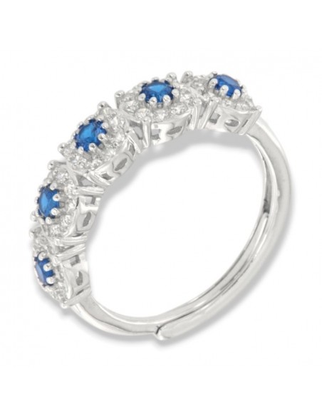 Anello Argento Rodiato Riviera Magic 5 Pietre Blu [2dc269d9]