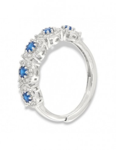Anello Argento Rodiato Riviera Magic 5 Pietre Blu [28922ec7]