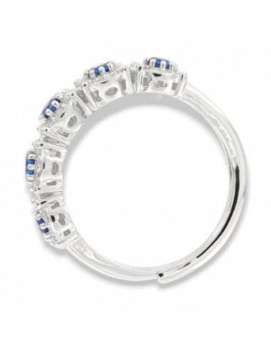 Anello Argento Rodiato Riviera Magic 5 Pietre Blu [9f8fefc3]