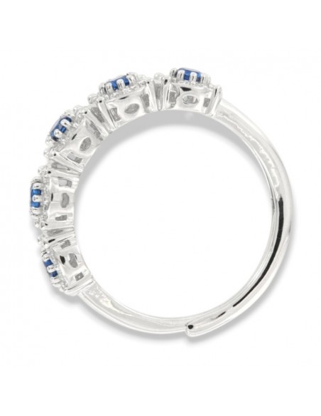 Anello Argento Rodiato Riviera Magic 5 Pietre Blu [9f8fefc3]