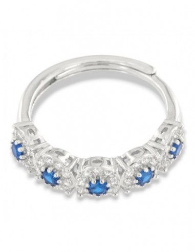 Anello Argento Rodiato Riviera Magic 5 Pietre Blu [46a9acce]