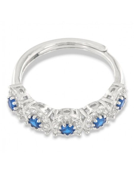 Anello Argento Rodiato Riviera Magic 5 Pietre Blu [46a9acce]