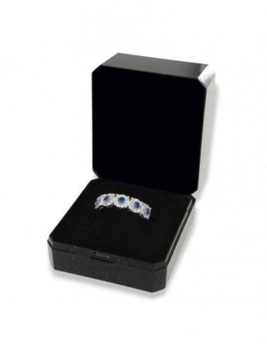Anello Argento Rodiato Riviera Magic 5 Pietre Blu [f1b46dca]
