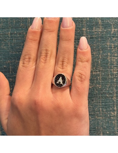 Anello Argento Rodiato Chevalier Iniziale Lettera A [f8e3b587]