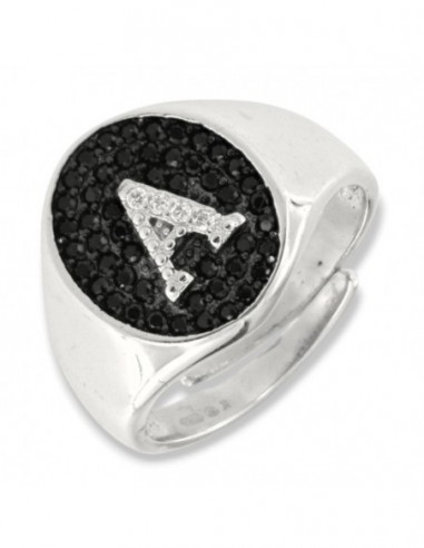 Anello Argento Rodiato Chevalier Iniziale Lettera A [4ffe7483]
