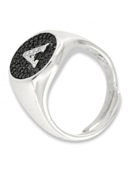 Anello Argento Rodiato Chevalier Iniziale Lettera A [4aae339d]