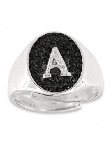Anello Argento Rodiato Chevalier Iniziale Lettera A [2495b194]