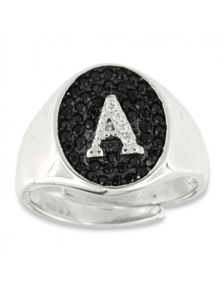 Anello Argento Rodiato Chevalier Iniziale Lettera A [2495b194]
